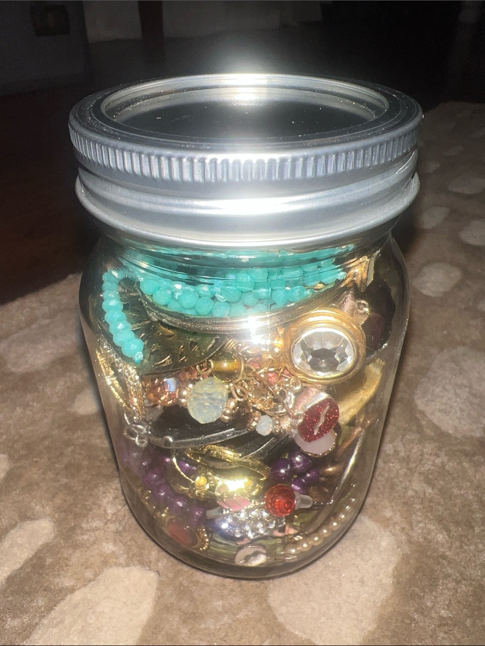 Mystery jewelry jar  Filled with Assorted Costume Jewelry- no scrap!